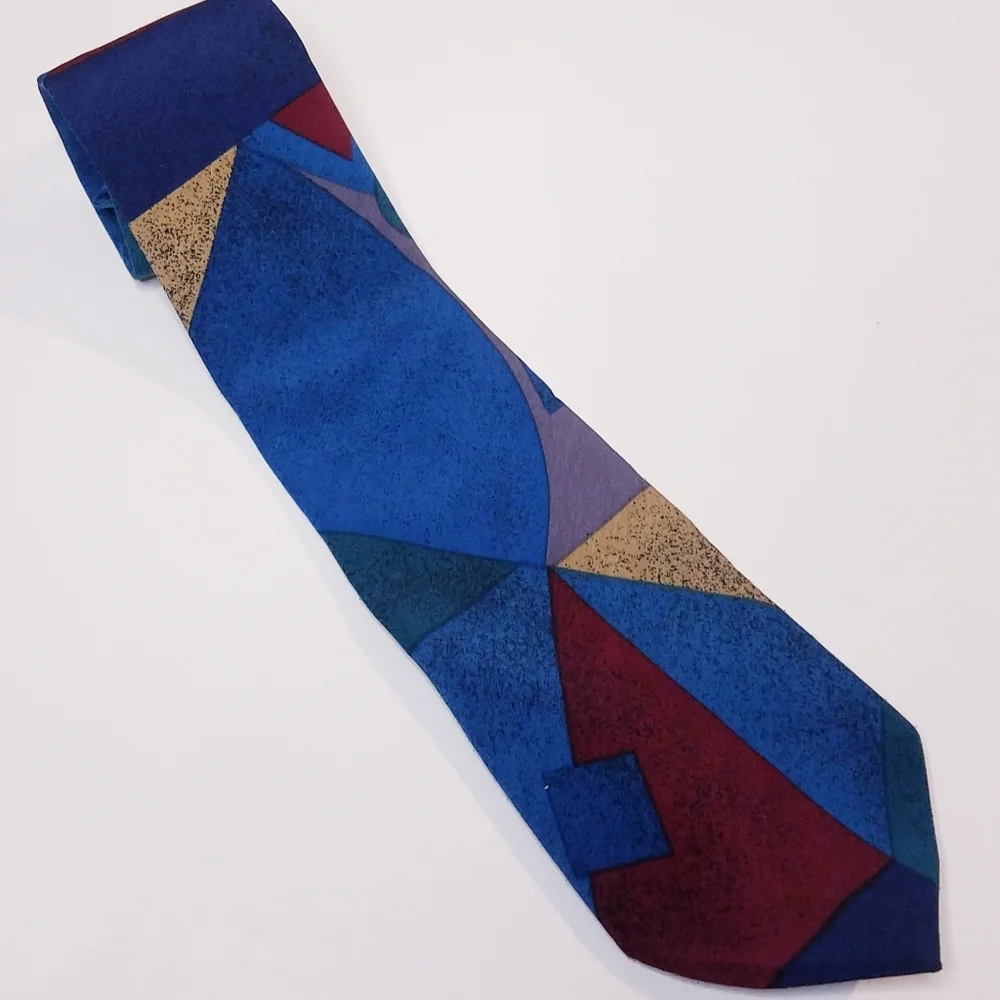 Johnny Carson Men's Tie Vintage Blue Burgundy Gold